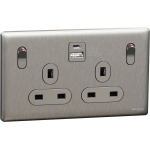 Schneider Electric 施耐德電氣 NUX25DACQUS_SS UNICA X 13A 250V~ 雙位雙極開關插座連USB A+C 21W (炫星銀)